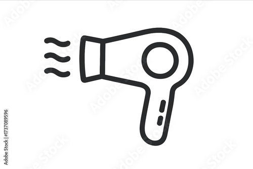 Minimalist Hair Dryer Icon Vector, Simple Black Outline Hairdryer Illustration for Apps, Graphics, and Concept Designs with Transparent Background, Ordered Set