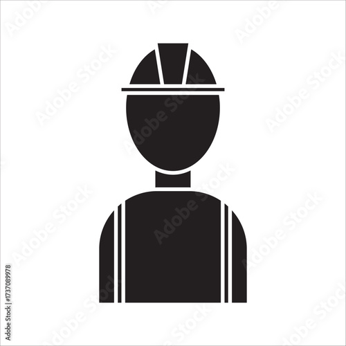 Builder icon, Construction worker, Silhouette symbol. Negative space, Raster isolated illustration, Worker with Hard Hat and Clipboard Icon, Inspection and Safety Checks.