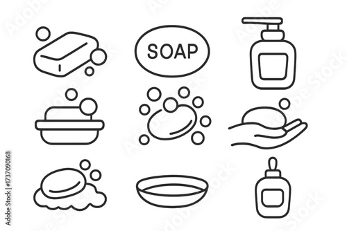 Syringe Line Icon Set, Minimalistic Linear Pictograms for Medical and Health Design, Web Apps, Banners, Social Media, Vector Cartoon Illustrations with Needle and Injection Icons