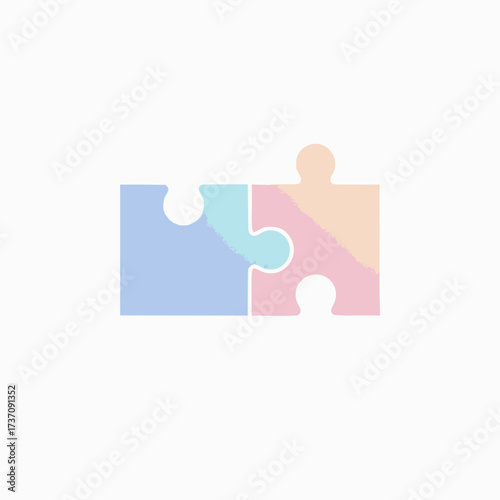 Two Pastel Colored Jigsaw Puzzle Pieces Interlock Representing Connection And Unity With A Soft Gentle Colors