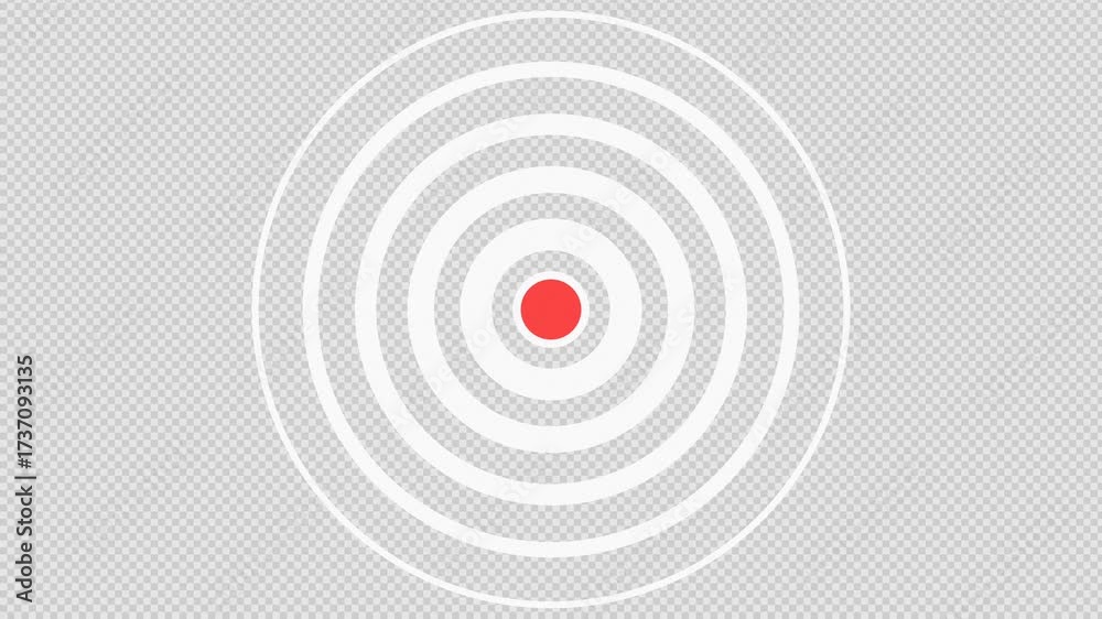 Dynamic concentric circles emanating from a central point, a pulsating signal effect for technology, health, or communication concepts, animation