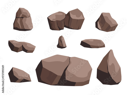 Various stones and large stones with abstract shapes