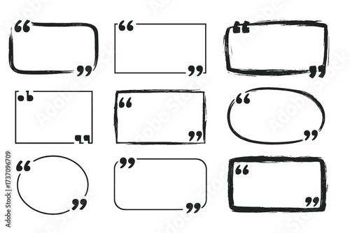 Quote box frame set. Grunge and clean styles for testimonials and comments. Vector speech bubble and quotation mark templates for blog posts or social media banners.