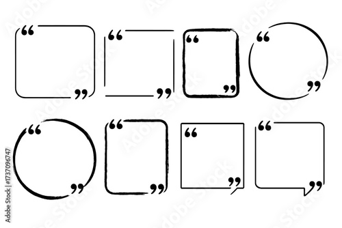 Quote box frame set. Blank template for text, info, and design. Quotation bubble, blog quotes symbol. Creative vector illustration for testimonials, comments, and citations.