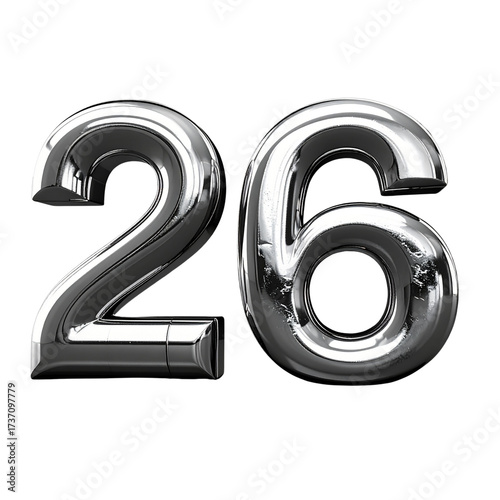 Silver 3 D Numbers 2026 on Black Background isolated on white transparent background png jpg business people clipping path cutout 4k full hd poster banner label download