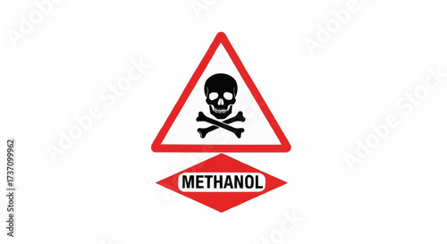 Warning Sign for Methanol Demonstrating Extreme Toxicity and Flammability Hazards Associated with This Dangerous Chemical Substance Emphasizing Safety Precautions and Proper Handling Procedures