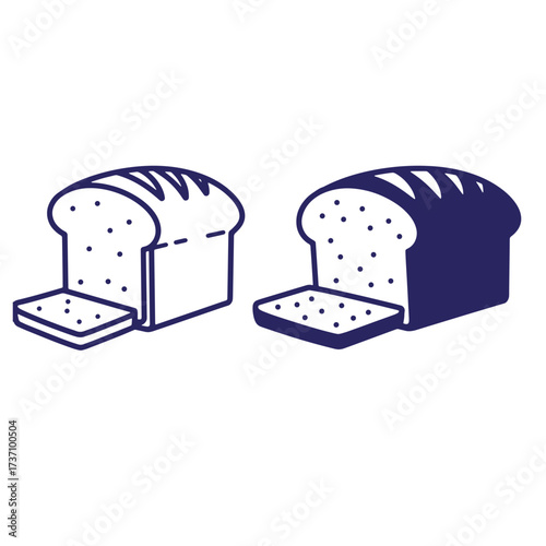 Simple illustrated loaf of bread with slice showing a vector graphic design