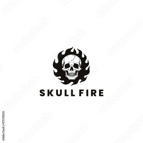 Skull fire logo vector icon illustration
