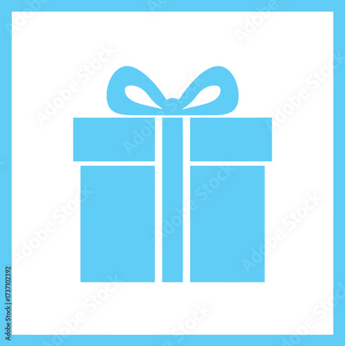 Clean light blue gift box icon with bow perfect for celebrations and presents
