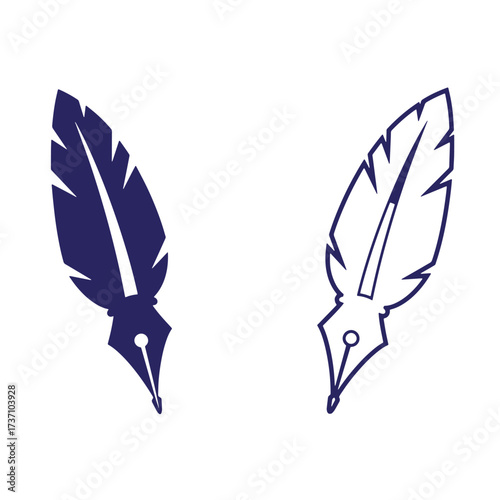 Stylized pen nib feather illustration depicting writing and creativity on a white background