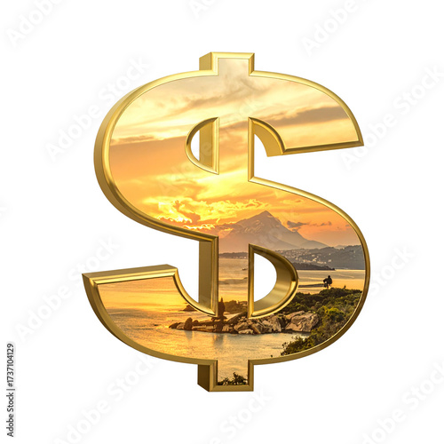 golden dollar sign with transparent background PNG and JPEG image