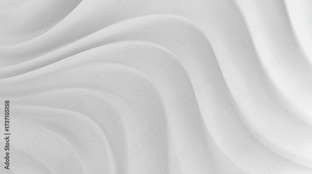 Fototapeta premium Abstract white background with smooth 3D wave pattern and soft shadows, creating a simple yet elegant texture suitable for modern design projects, architectural presentations and branding visuals