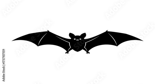 Black bat with spread wings against a white background perfect for halloween themes evoking spooky and dark holiday feelings vector art