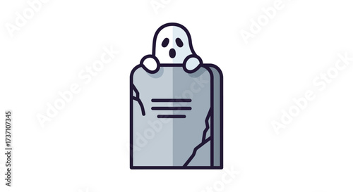 ghost rising from tombstone a spooky apparition emerging from a cracked gravestone in a graveyard setting evoking halloween spirit and supernatural themes.