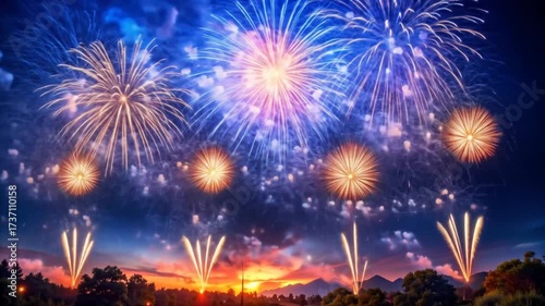 Spectacular Fireworks Displays at Night, a Celebration of Colors and Joyful Moments