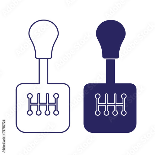 Two simple vector illustrations of a car gear shift lever on white background