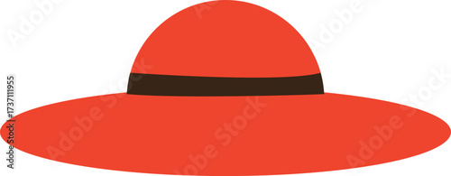 Bright red hat with a black band makes a bold fashion statement over white