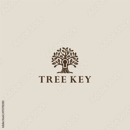 Tree key logo vector illustration
