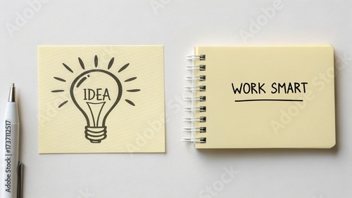 Wallpaper Mural Creative concept of inspiration and productivity with light bulb idea illustration and motivational note on workspace desk Torontodigital.ca