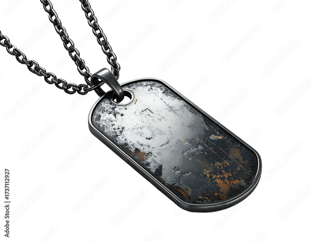 Fototapeta premium Metal dog tag pendant with chain