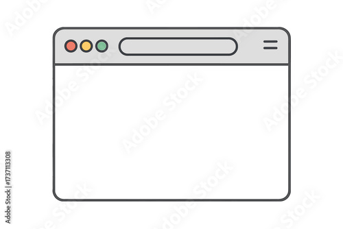Simple browser window vector illustration. Web page mockup with blank copy space. Internet browser frame with search bar. Minimal flat design for UI UX website or app design.