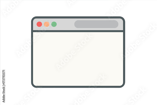 Browser window vector mockup in simple flat style. Web browser screen for website page presentation. Internet user interface. UI, UX design element. Clean empty page template.