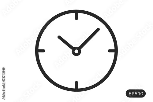 Clock icon vector in trendy flat line style. Time symbol, watch sign for web, logo, app, UI design. Minimalist outline graphic illustration. Concept of timer, deadline, schedule.