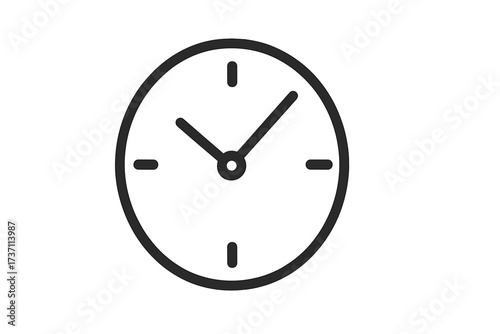 Clock icon, time symbol in trendy flat line style. Minimalist watch or timer for web, logo, app, UI design. Simple vector concept for schedule, deadline, minute, hour.