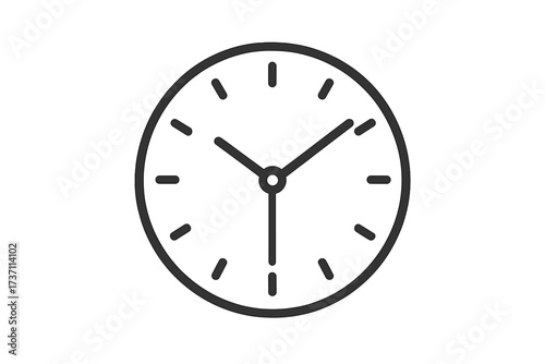 Minimalist clock line icon. Watch face symbol for time management, schedule, and deadline. Simple flat vector graphic for website, app, UI, UX, and logo design. Round timer.