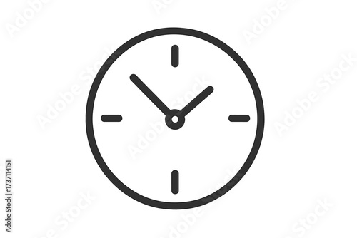 Clock icon. Time symbol. Watch face. Line art pictogram. Simple timer concept. Deadline schedule management. UI UX element. Web design graphic. App logo. Vector isolated outline.