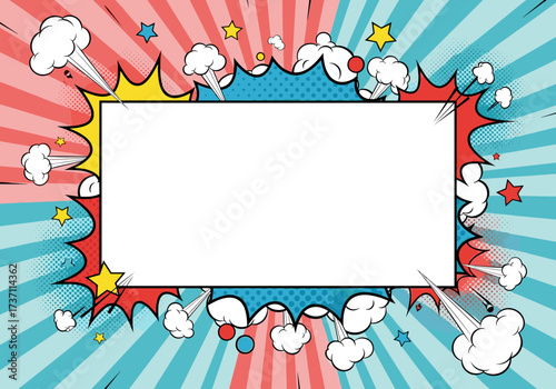 Comic Book Style Explosion Frame with Blank Space for Text.