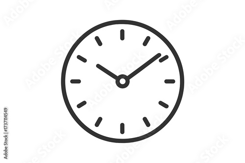 Clock icon, time symbol in trendy flat line style. Simple watch timer pictogram. Minimalist outline for web, logo, app, and UI design. Concept of schedule, deadline, minute, hour. Vector.