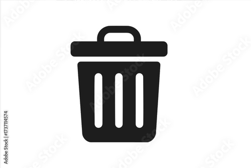 Trash can icon. Delete symbol. Garbage bin sign for web design and mobile app UI. Remove button element. Wastebasket vector illustration. Recycle, junk, dustbin concept.