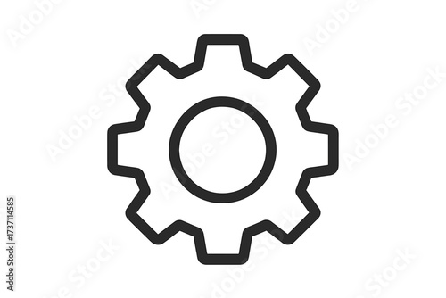 Gear icon for settings and configuration. Cogwheel symbol for web design, logo, and app UI. Flat line style vector illustration of a mechanical or industrial process.