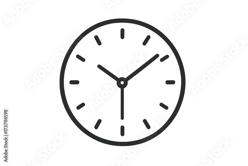 Clock icon vector. Time symbol in trendy flat line style. Minimalist watch face. Timer, schedule, deadline, time management concept. Simple outline illustration for web, app, logo, UI, UX.