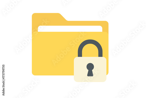 Data security concept. File protection, privacy, and confidential information safety. Secure document storage with a locked folder. Padlock icon for data safety and cybersecurity.