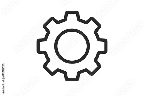 Gear icon symbol for setting, configuration, or options. Cogwheel line art for website design, app, and UI. Vector graphic of a mechanical cog for technology concepts.