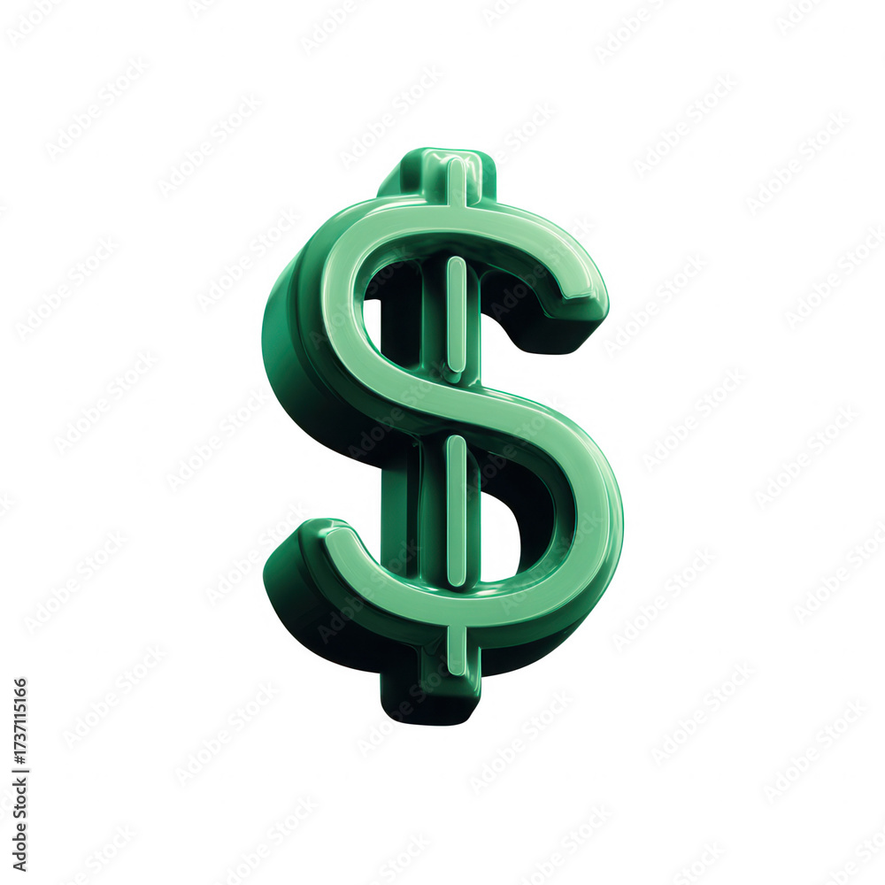 Obraz premium Green 3d dollar sign isolated on transparent background