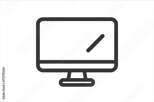 Computer monitor icon. Desktop PC screen symbol. Flat line art for web design, logo, app, UI. Digital device, display gadget concept. Modern simple vector illustration.