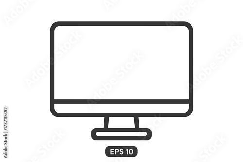 Monitor line icon. Computer screen, desktop display symbol. PC gadget pictogram for website design, logo, app, UI. Simple linear vector illustration isolated on white.