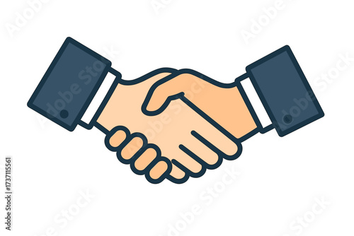 Handshake business vector icon. Symbol of a successful deal, agreement, and good partnership. Concept of cooperation, greeting, and contract. Flat line illustration design.