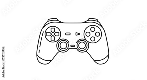 Get ready to game with this awesome black and white gamepad illustration, perfect for websites and social media graphics for gaming enthusiasts