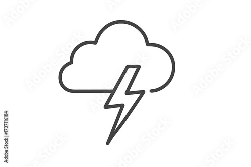 Thunder icon symbol weather design with lightning bolt flat line style for web app UI, logo, forecast, electric storm, power, isolated vector illustration