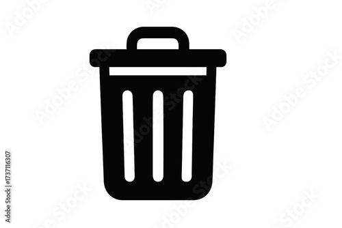 Trash can icon symbol for delete or remove action, trendy flat style vector illustration, UI design element, app and logo concept, isolated on white background