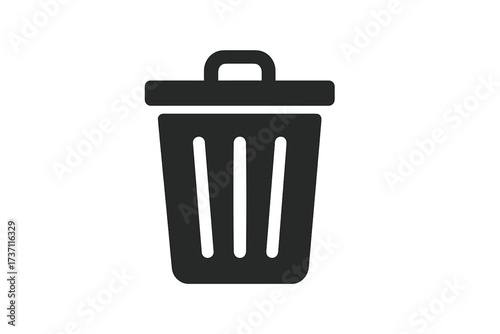 Trash can icon symbol for delete or remove action, trendy flat style design for website, app, UI, isolated on white background, vector illustration with modern minimal concept