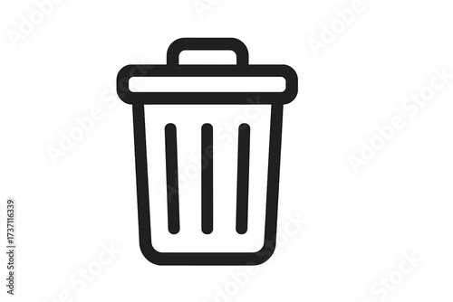 Trash can icon flat design, delete and remove symbol, minimalist waste bin vector, trash container logo for web, app, UI isolated on white background, editable EPS