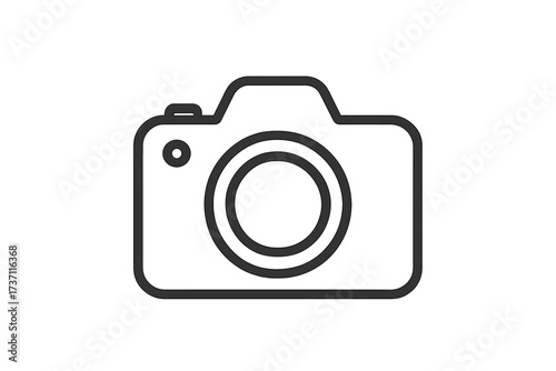 Camera line icon. Photo symbol. Digital photography pictogram. Picture snapshot sign. Outline graphic element for website design, logo, app, UI. Modern flat minimalist vector.
