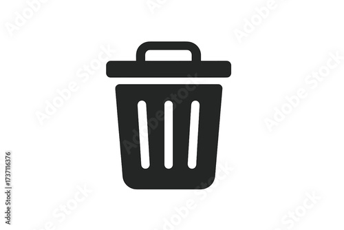Trash can icon symbol representing delete remove action, trendy flat style design for web site UI app logo vector illustration isolated on white background