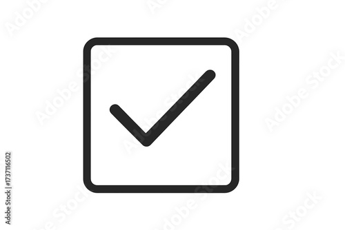 Vector check mark icon, symbol of checklist approval and confirmation, trendy flat outline style, perfect for website design, logo, app interface, UI element, isolated on white background