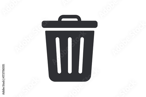 Trash can icon symbol of delete remove flat style design for web site logo app UI isolated vector illustration